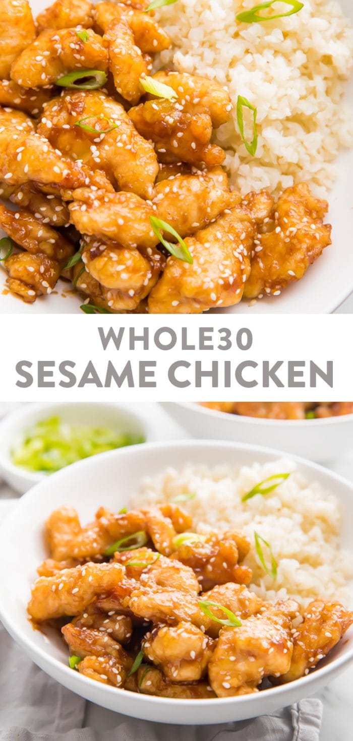 Whole30 Sesame Chicken Pinterest graphic