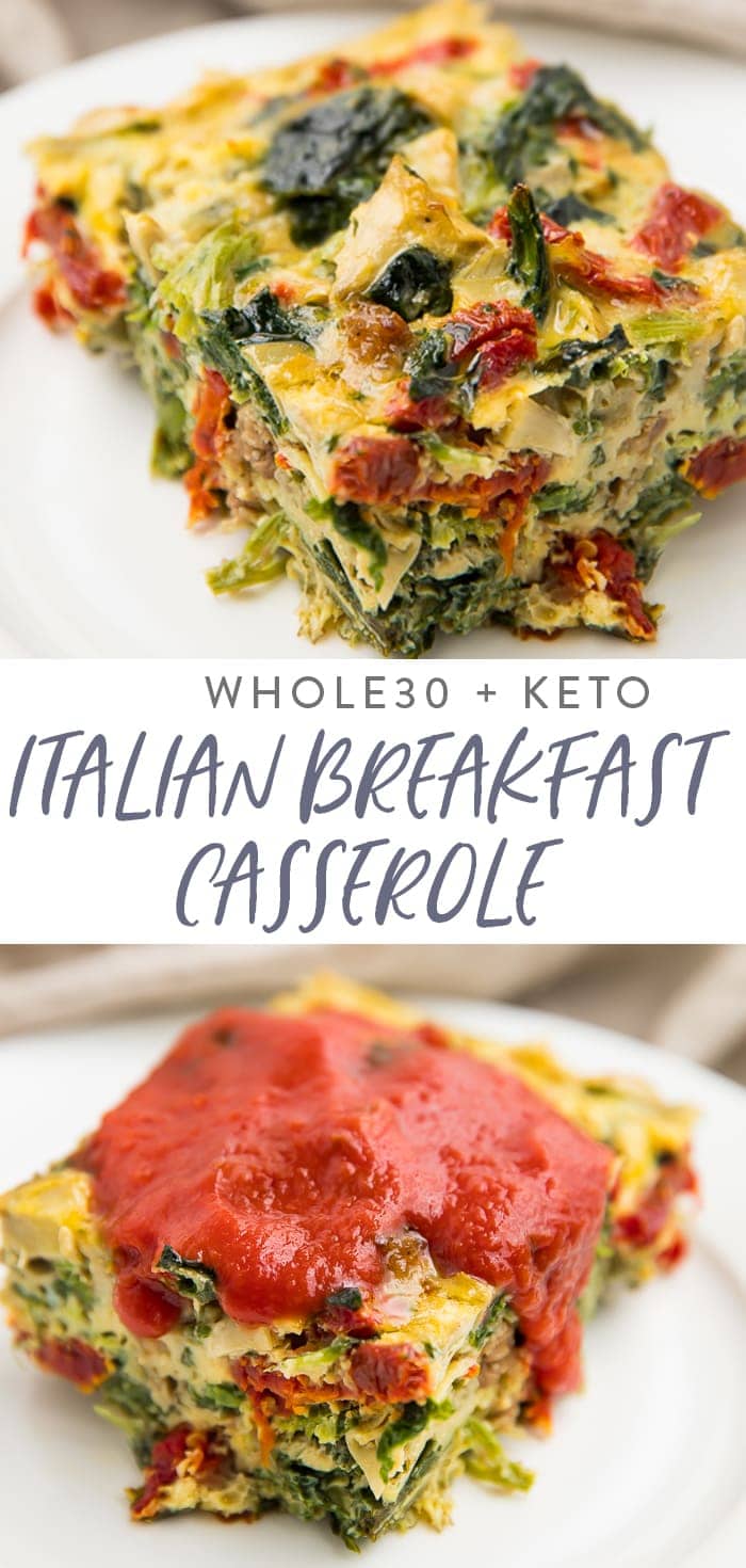 Italian Breakfast Casserole (Whole30 + Keto) Pinterest graphic