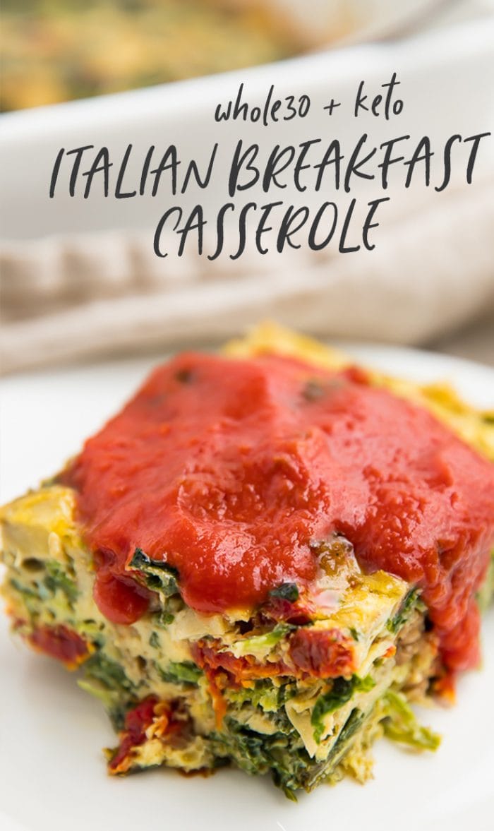 Italian Breakfast Casserole (Whole30 + Keto) Pinterest graphic