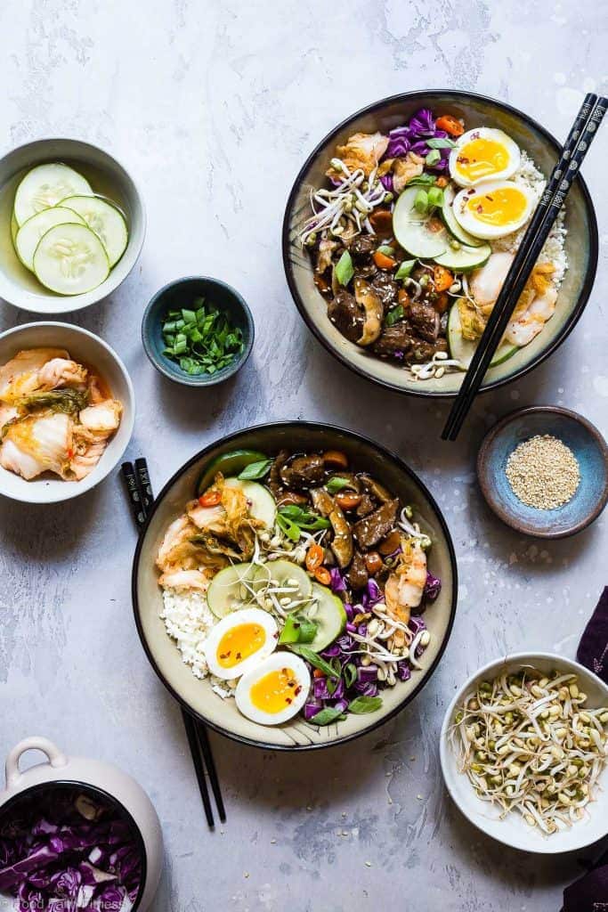 Slow Cooker Whole30 Paleo Korean Beef Stew served with chopsticks