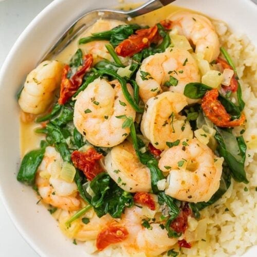 Bowl of Tuscan shrimp