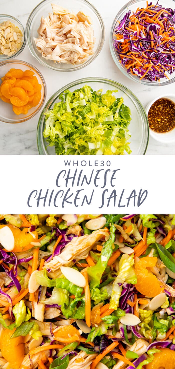 Pinterest graphic for whole30 chinese chicken salad