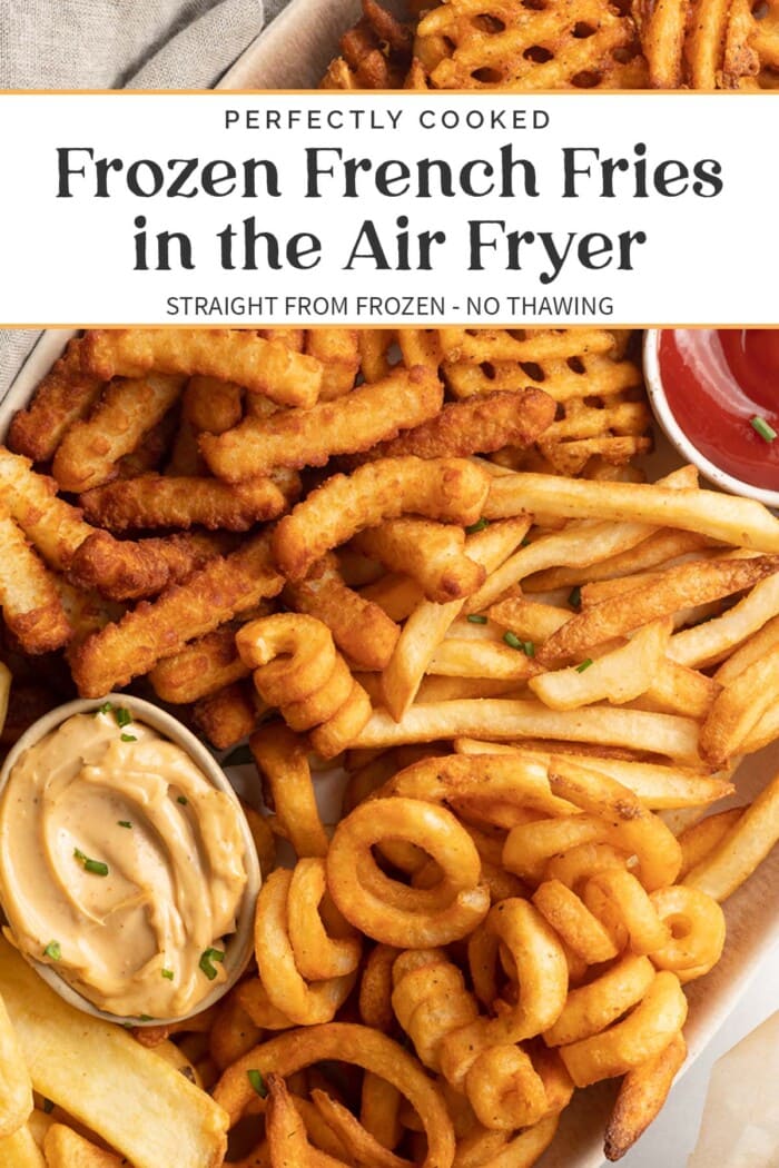 Pin graphic for air fryer frozen french fries