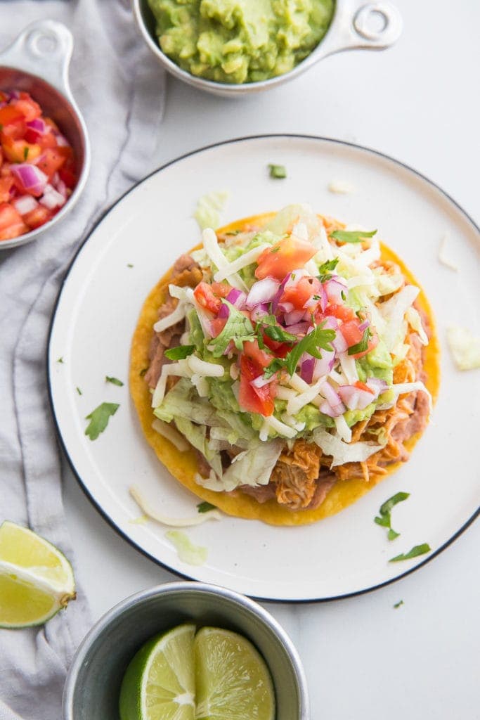 Healthy chicken tostadas