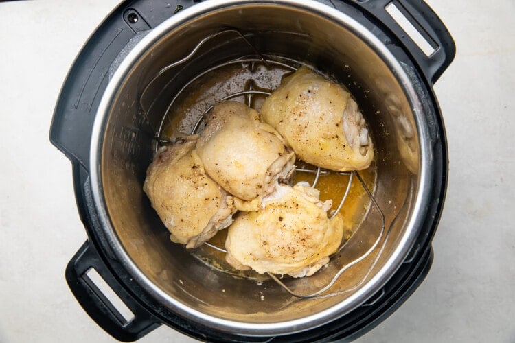 Cooked chicken thighs in an Instant Pot