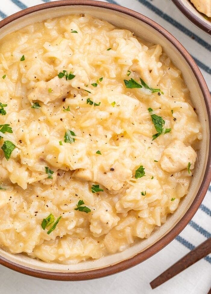Instant pot chicken and rice in a bowl