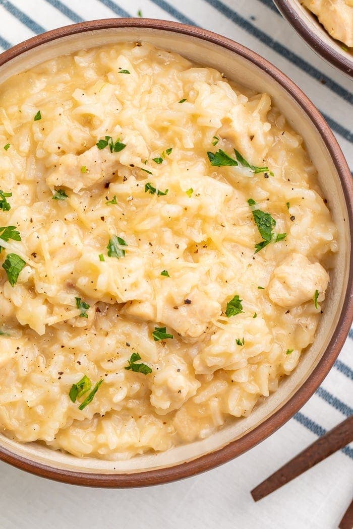 Instant pot chicken and rice in a bowl