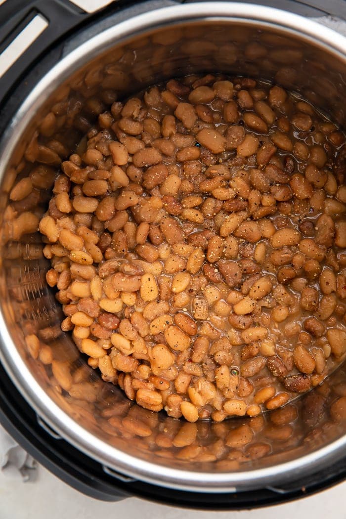 Cooked pinto beans in an Instant Pot