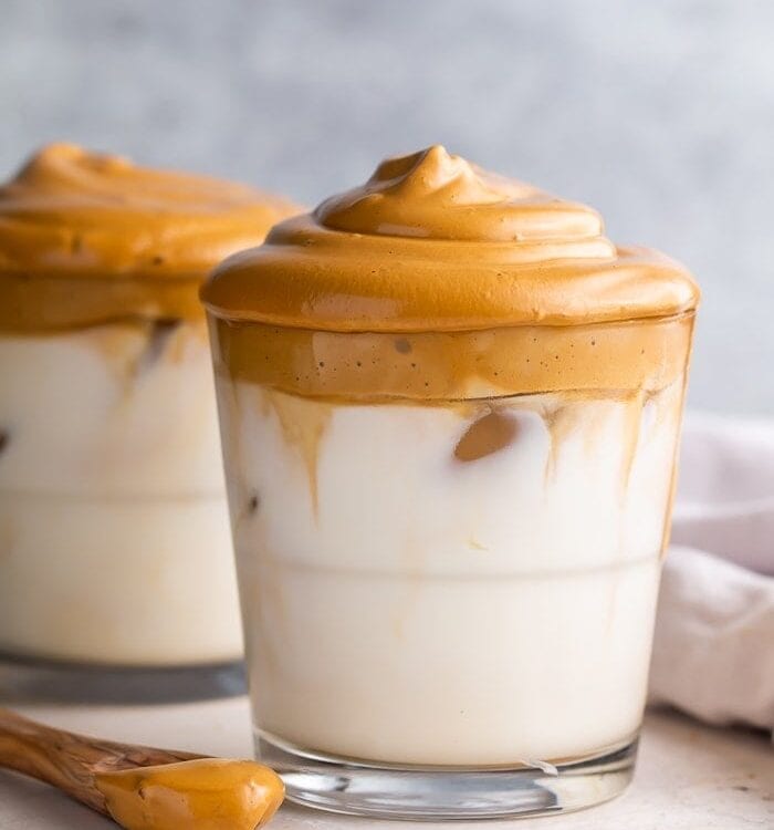 Whipped coffee in two glasses