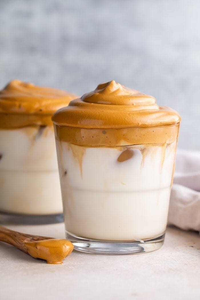 Whipped coffee in two glasses