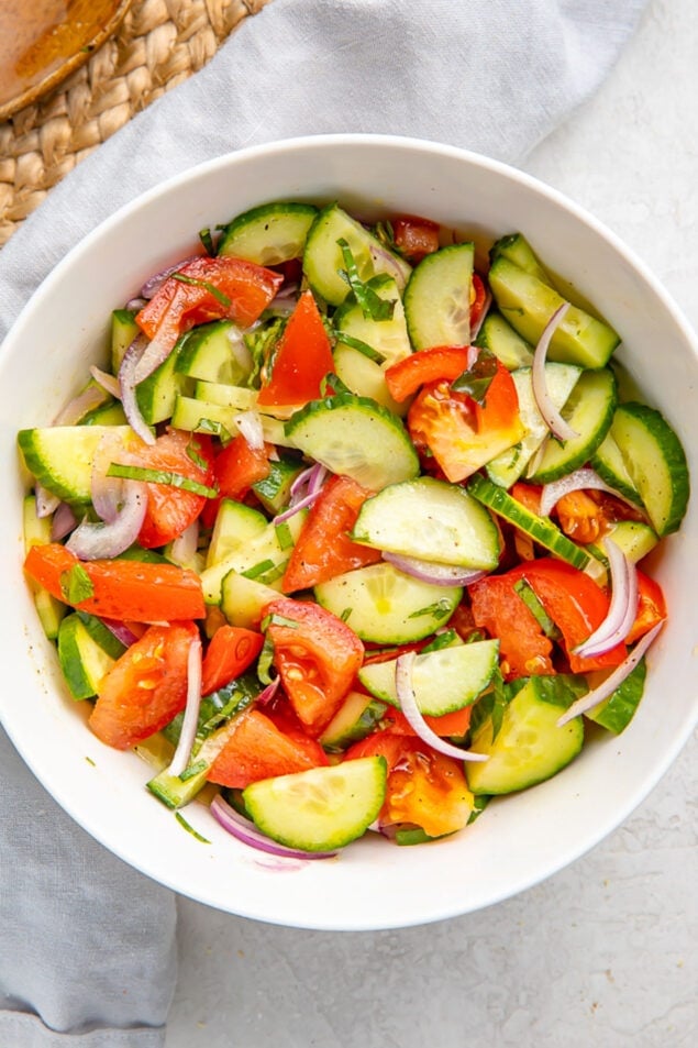 Simple Cucumber Tomato Salad - 40 Aprons