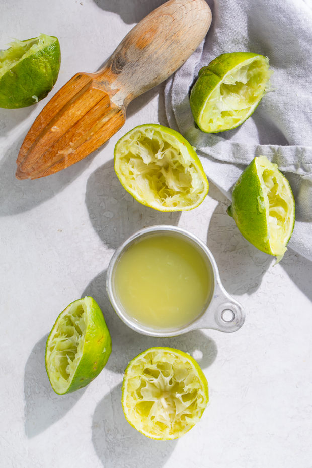 A lime sliced in half