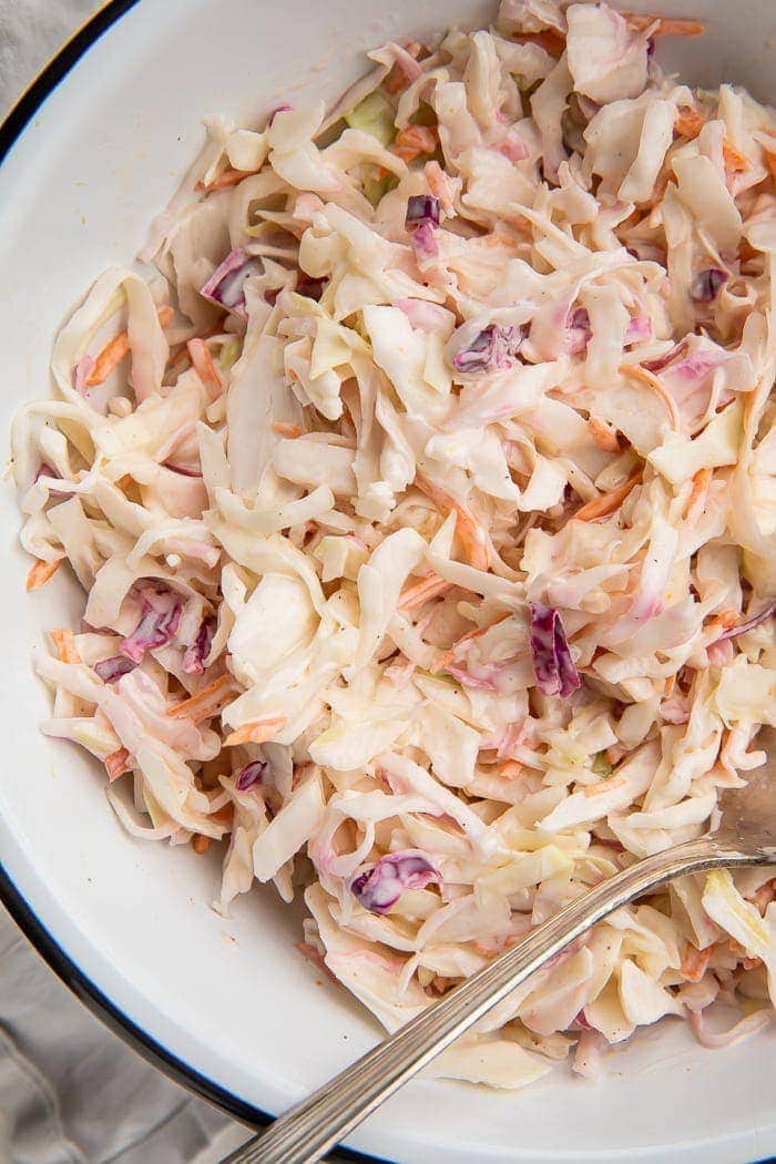 Keto coleslaw in a bowl