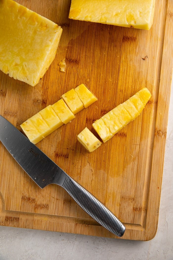 Cubes of pineapple