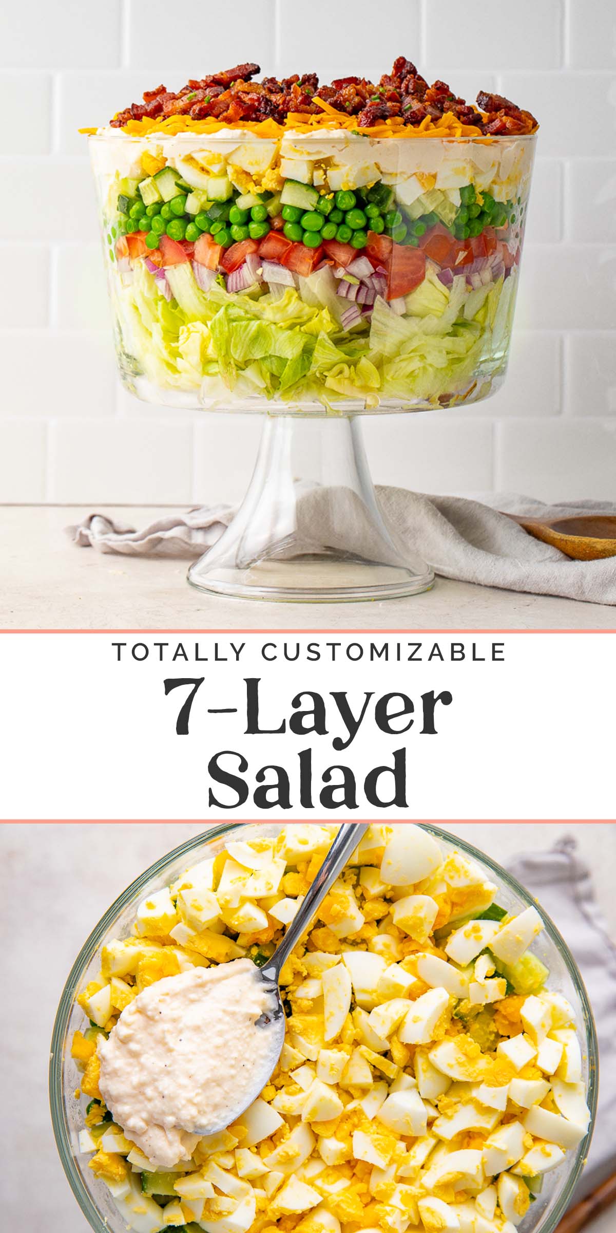 Easy 7 Layer Salad with Homemade Dressing - 40 Aprons