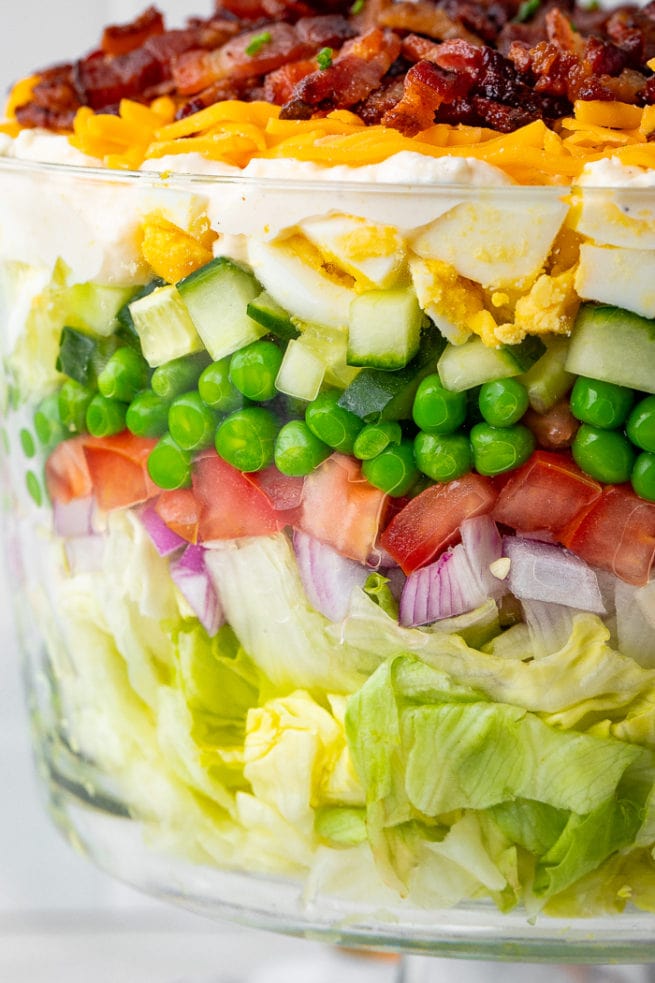 Easy 7 Layer Salad with Homemade Dressing - 40 Aprons