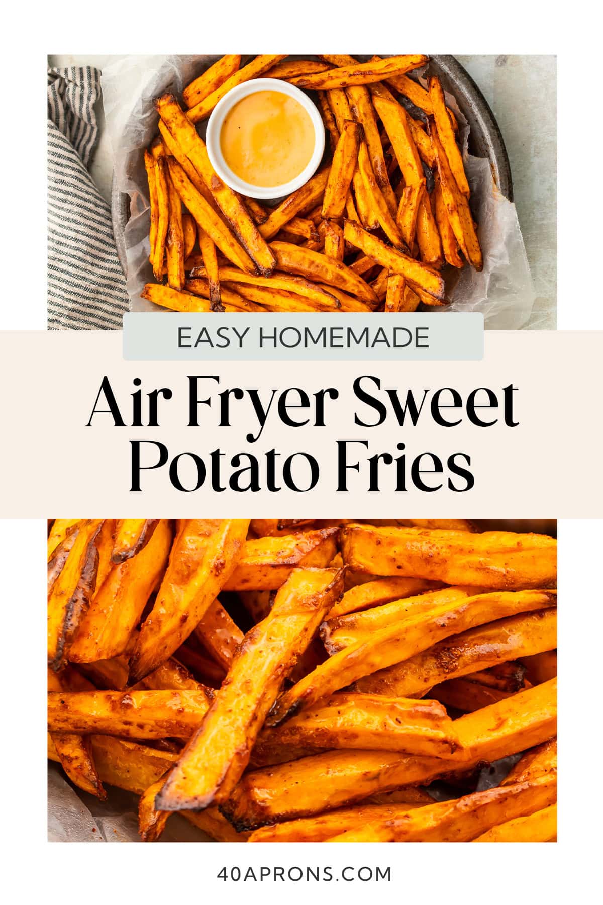 Pin graphic for air fryer sweet potato fries.