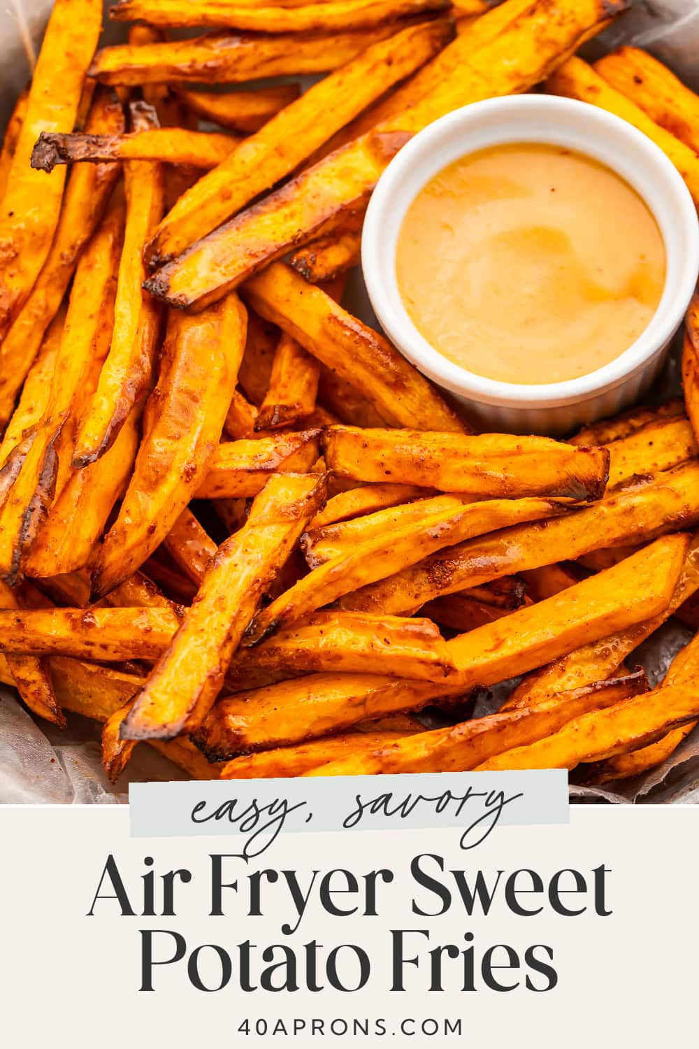 Pin graphic for air fryer sweet potato fries.
