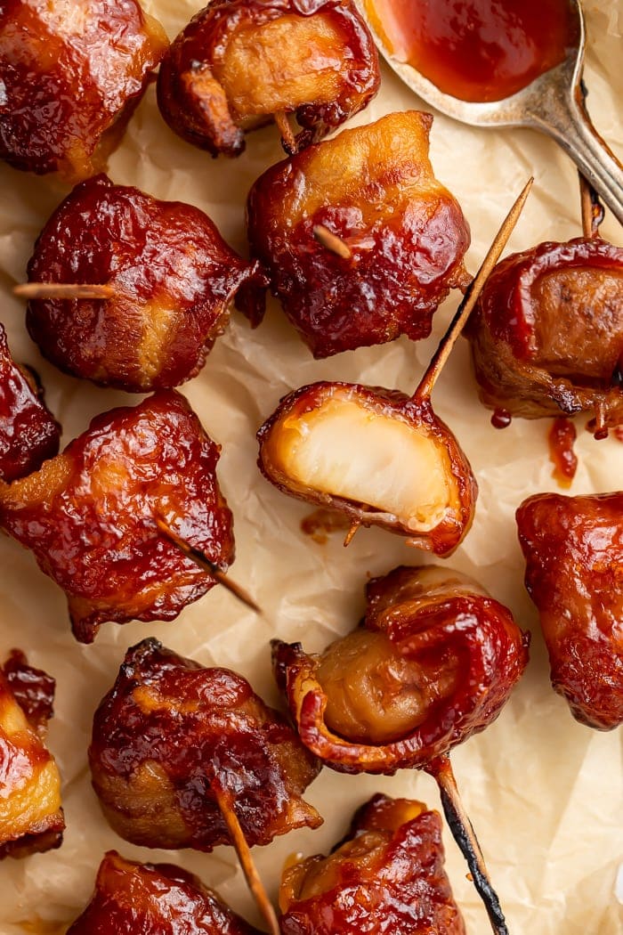 Close-up of bacon wrapped chestnuts