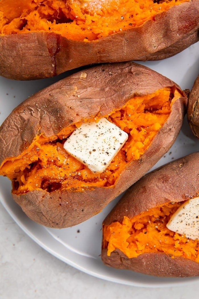 Microwave sweet potatoes