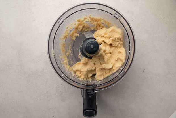 Keto pie crust dough in food processor bowl