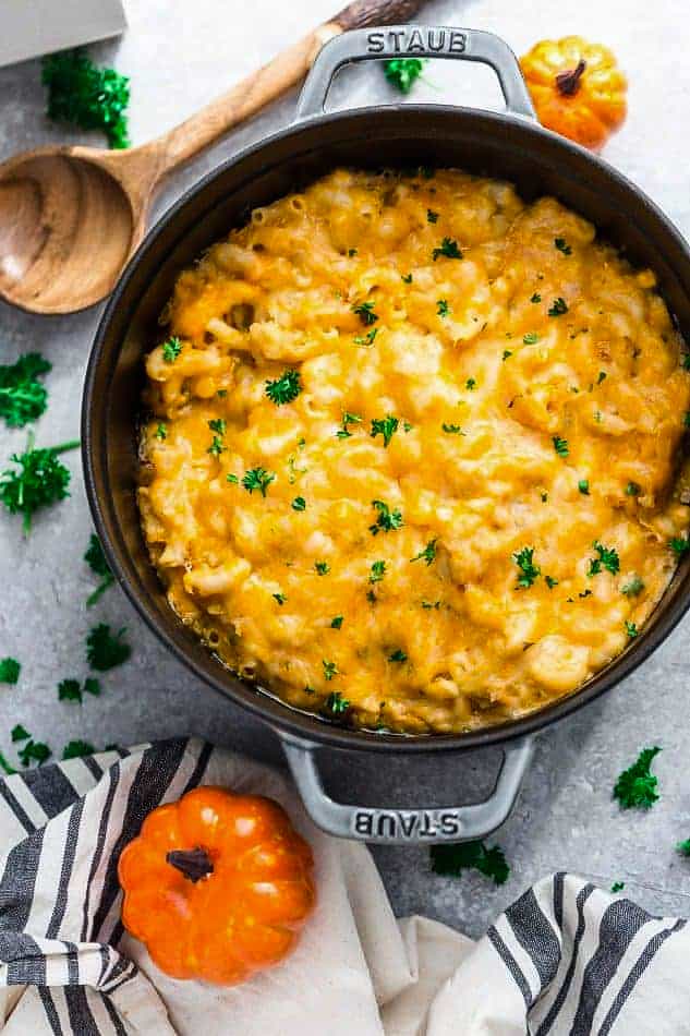 Instant Pot pumpkin macaroni and cheese in a large pot
