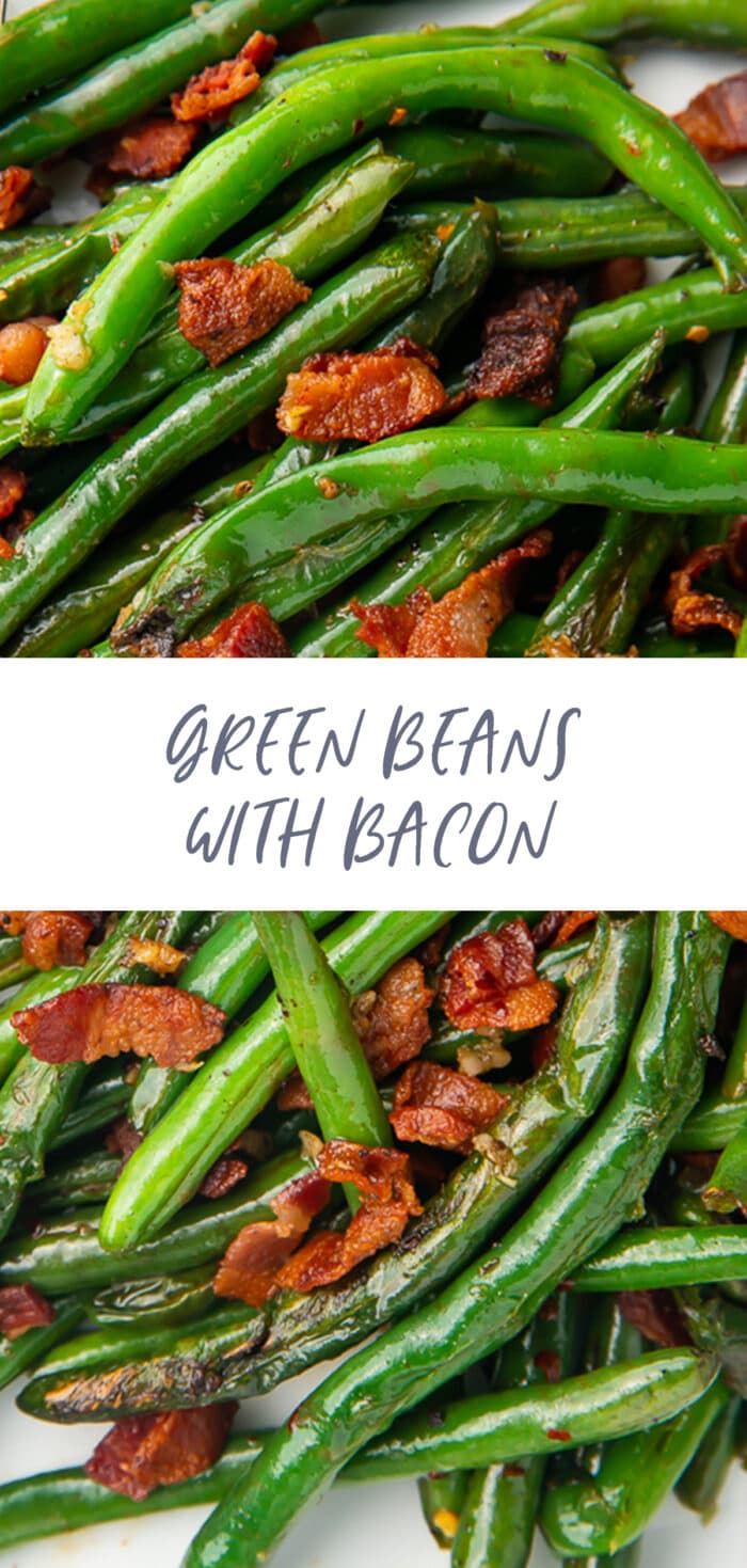 Pinterest graphic for green beans with bacon
