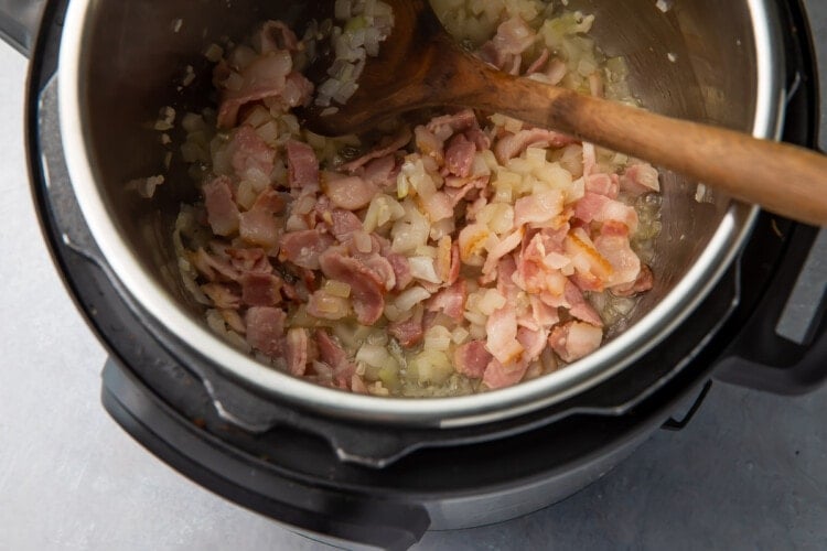 Onion, garlic, and bacon in instant pot