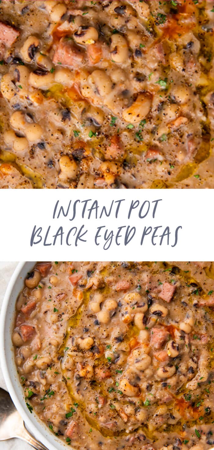 Pinterest graphic for instant pot black eyed peas