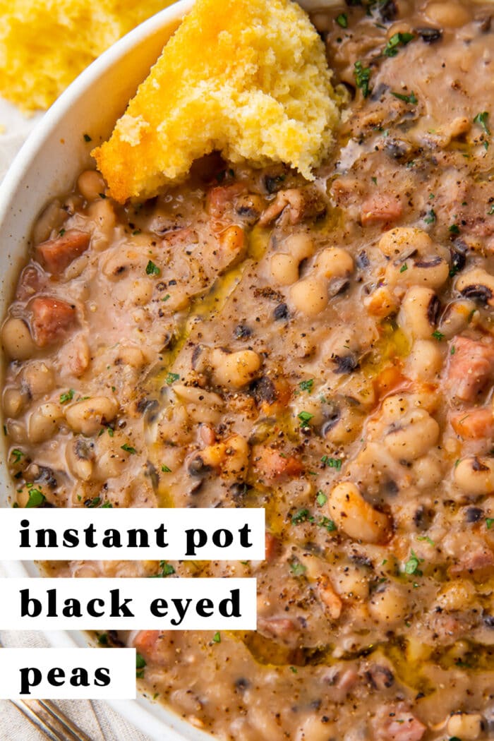 Pinterest graphic for instant pot black eyed peas