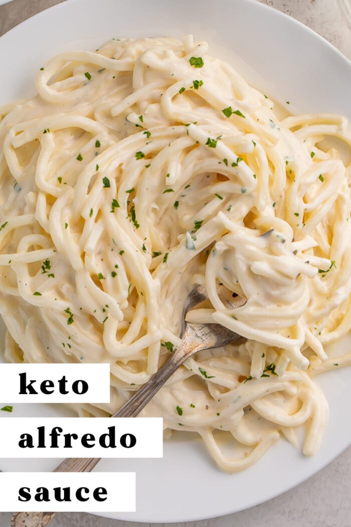 Pinterest graphic for keto alfredo sauce