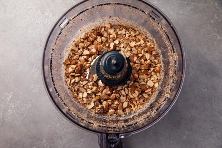 Whole nuts in a food processor for keto granola