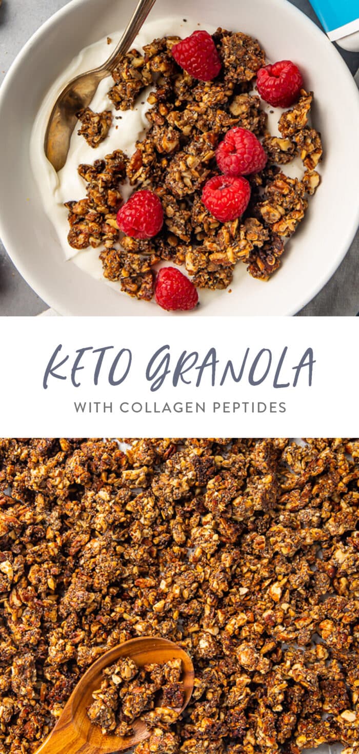 Pinterest graphic for keto granola