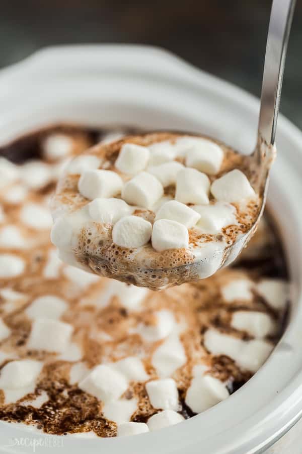 Crockpot hot chocolate with marshmallows