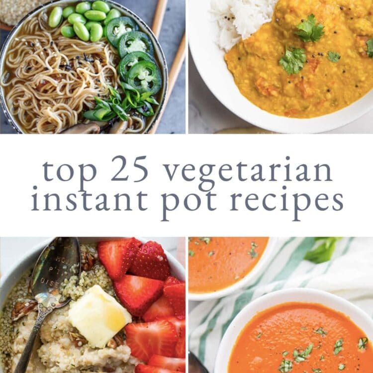 4 photo graphic highlighting the best vegetarian instant pot recipes
