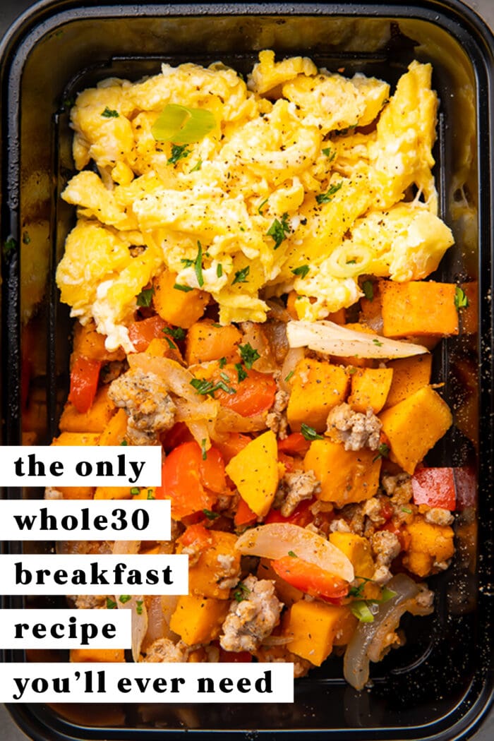 Pinterest graphic for whole30 breakfast meal prep