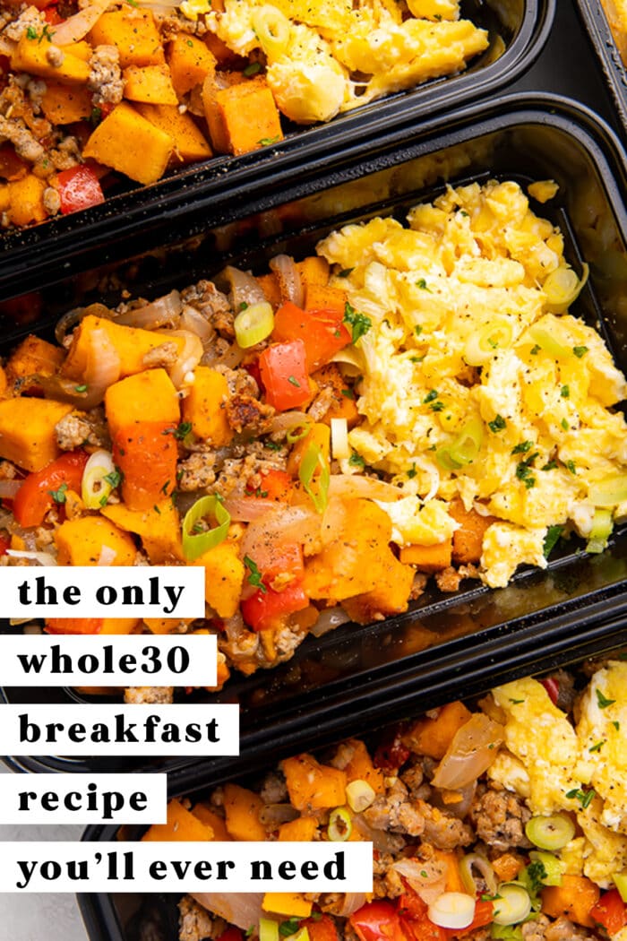 Pinterest graphic for whole30 breakfast meal prep