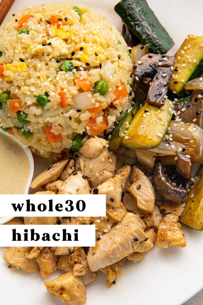 Pinterest graphic for whole30 hibachi