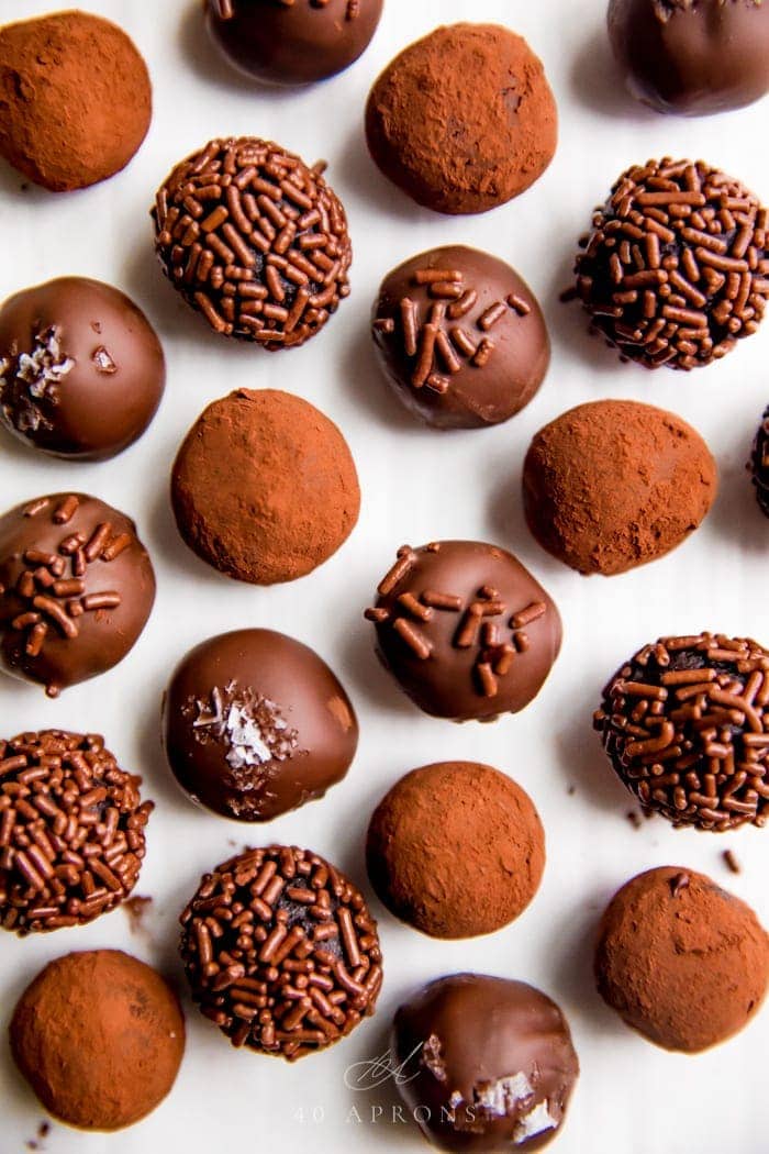 Paleo chocolate truffles topped with sea salt