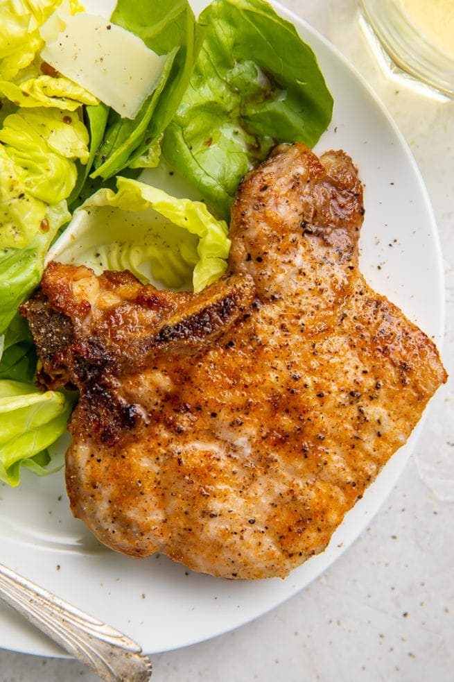 Air fryer pork chops with lettuce