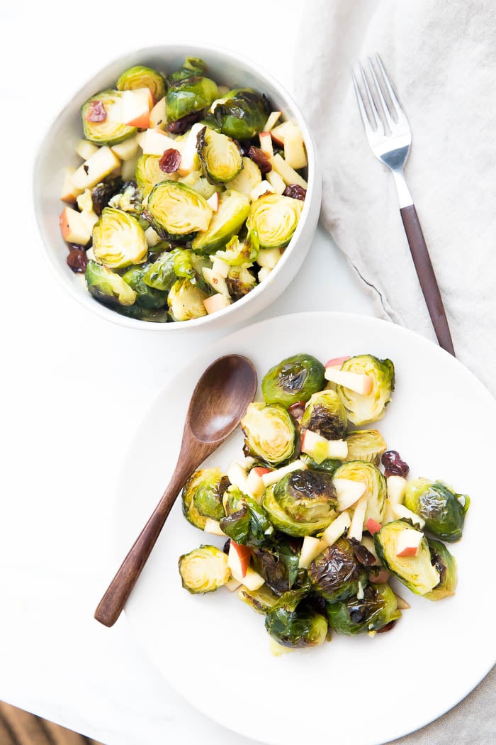 Two plates of paleo brussels sprouts salad