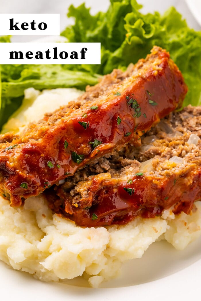 Pinterest graphic for keto meatloaf