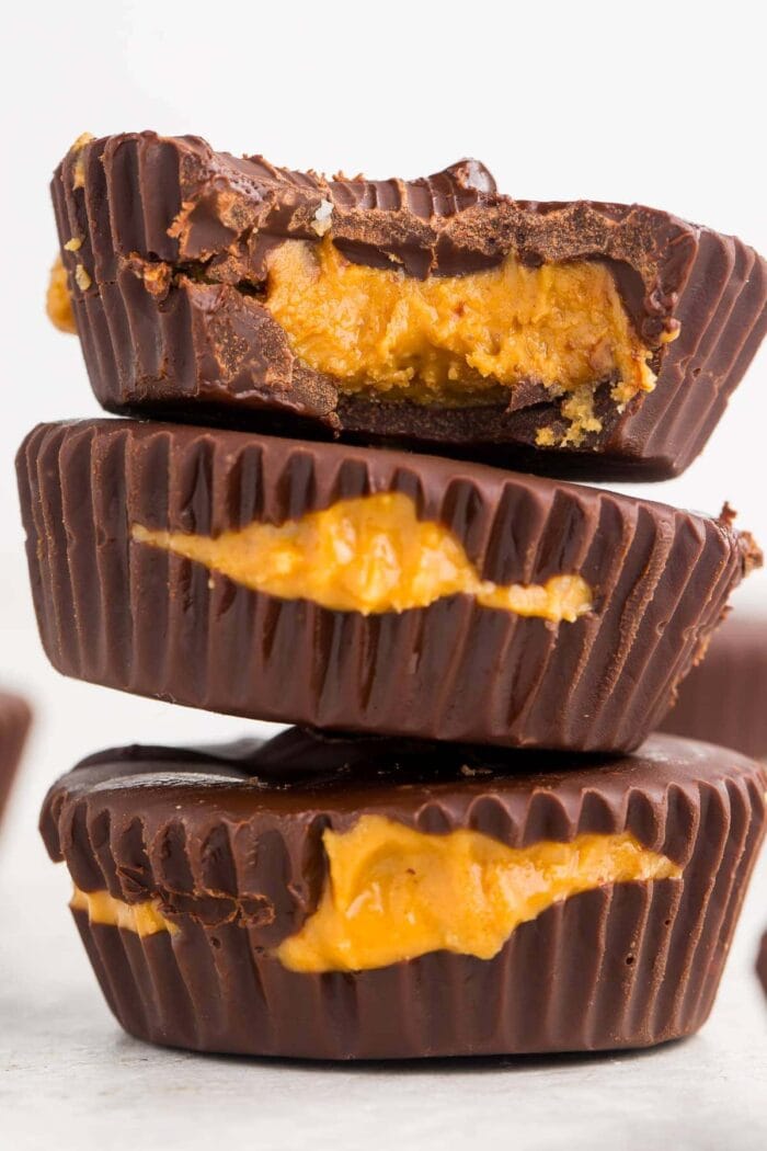 Stack of 3 keto peanut butter cups