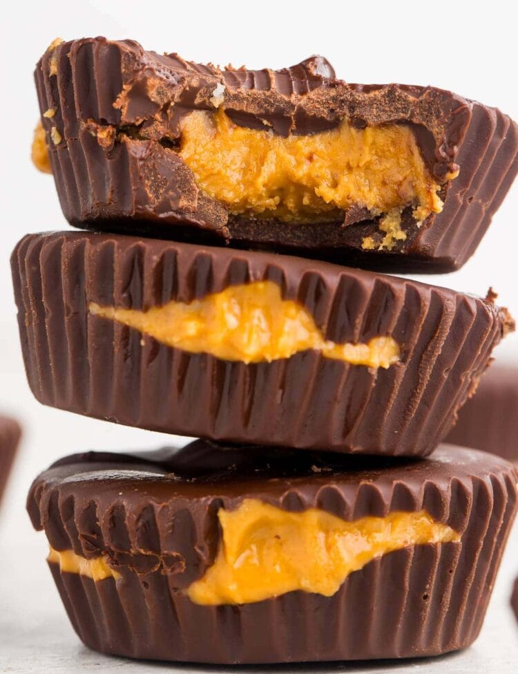 Stack of 3 keto peanut butter cups
