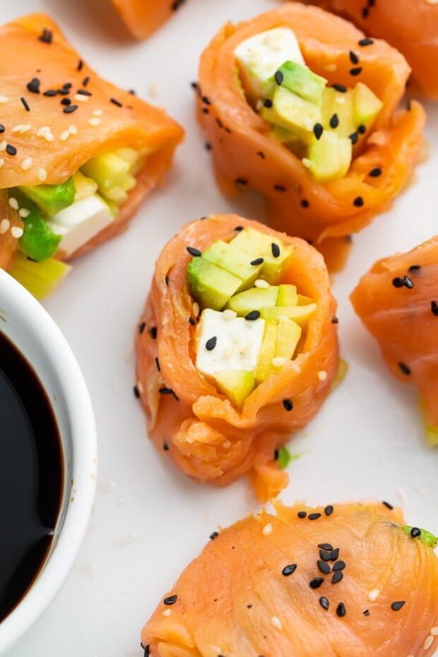 Keto Sushi Rolls with Smoked Salmon