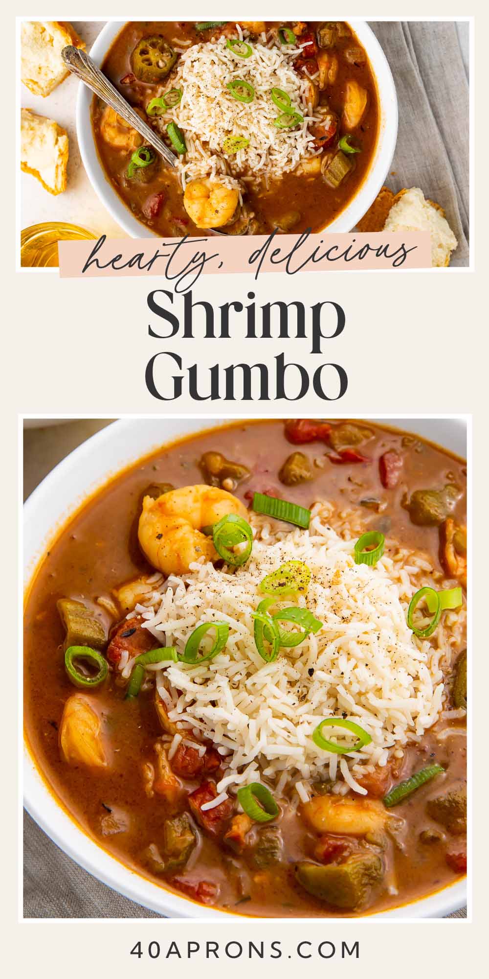 Pin graphic for shrimp gumbo.