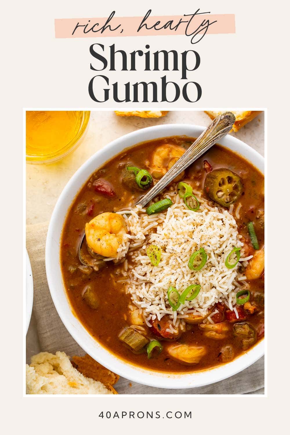 Pin graphic for shrimp gumbo.