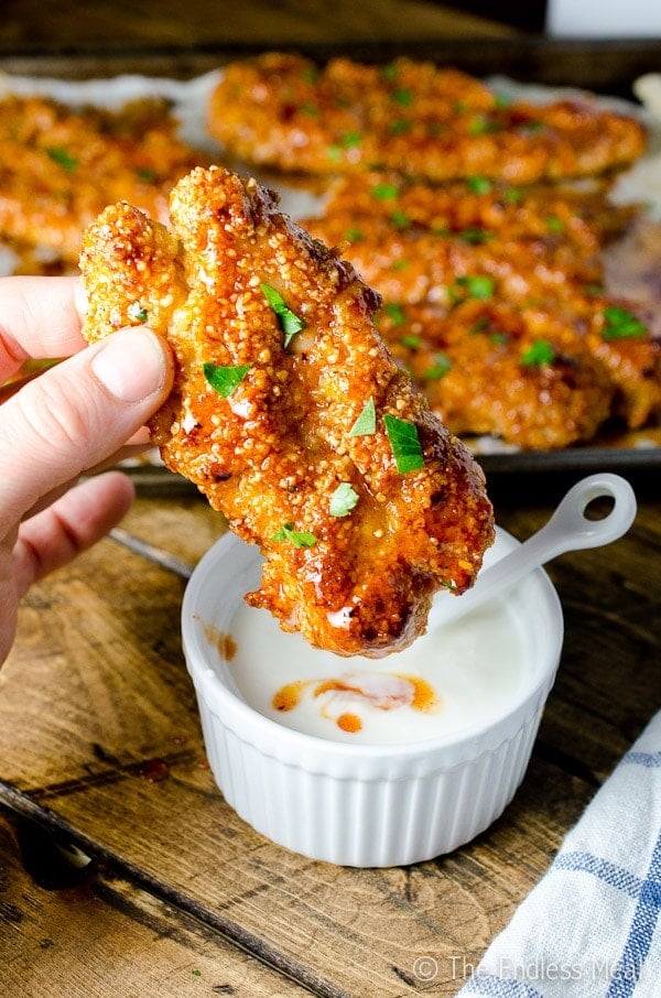 Sweet and spicy paleo chicken fingers