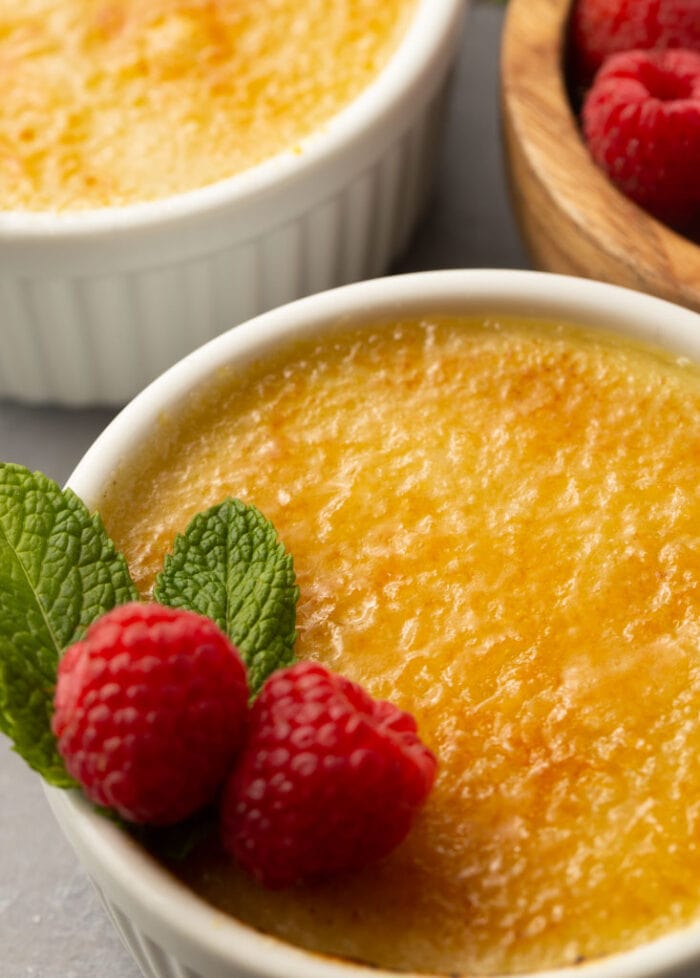 Close up photo of vegan creme brulee