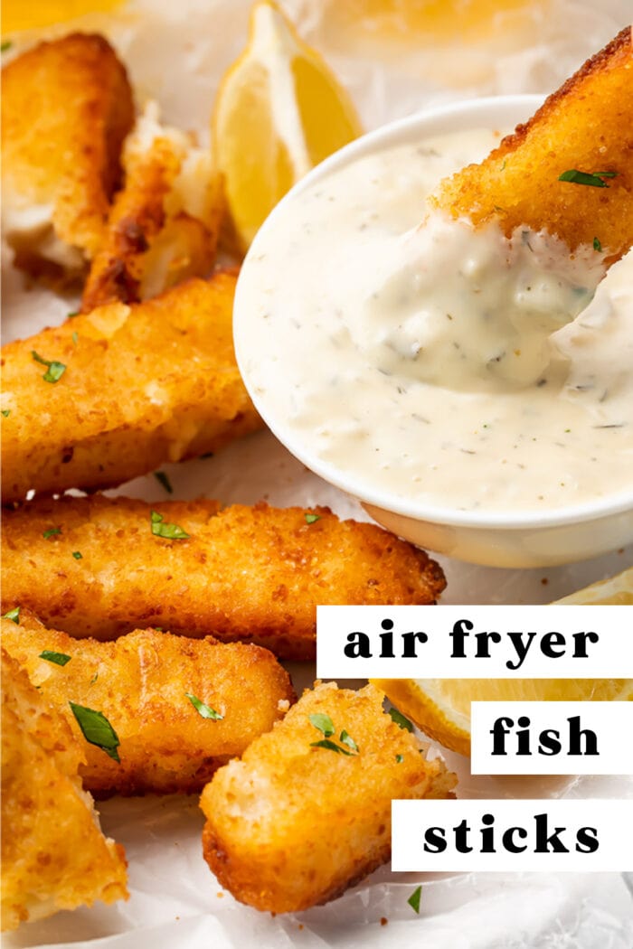 Pinterest graphic for air fryer fish sticks